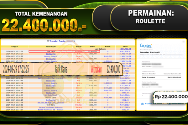 Roulette Rp 22.400.000