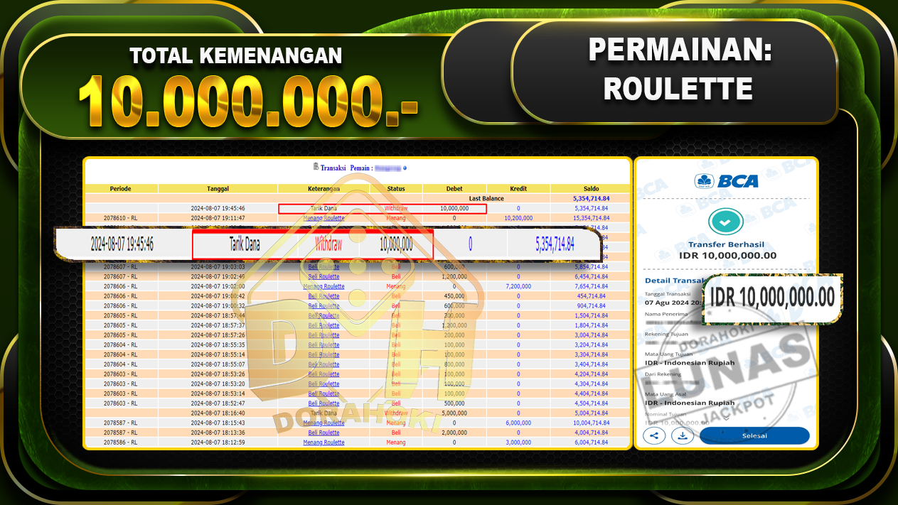 ROULETTE Rp.10.000.000