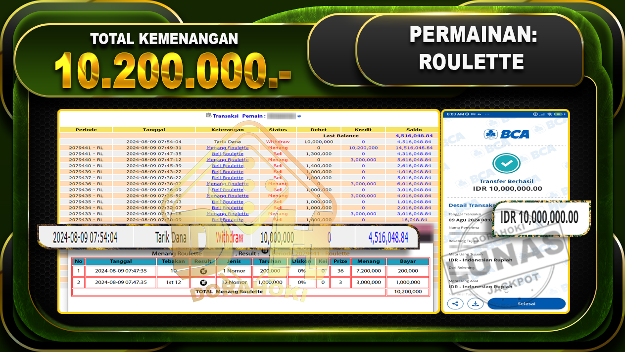 ROULETTE Rp.10.200.000