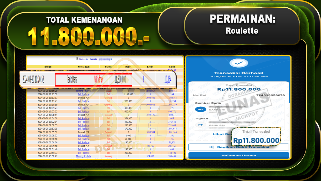 Roulette Rp 11.800.000