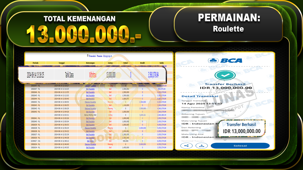 Roulette Rp 13.000.000