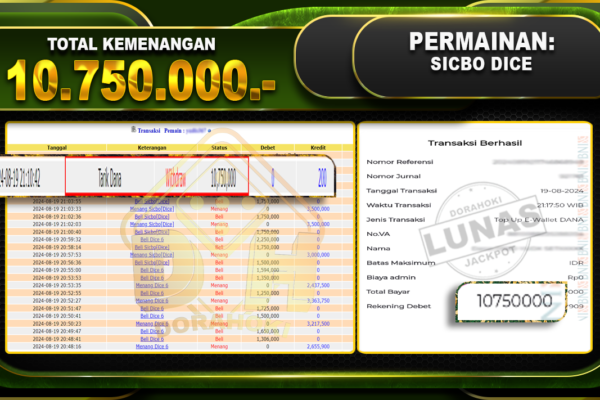 SICBO DICE Rp 10.750.000