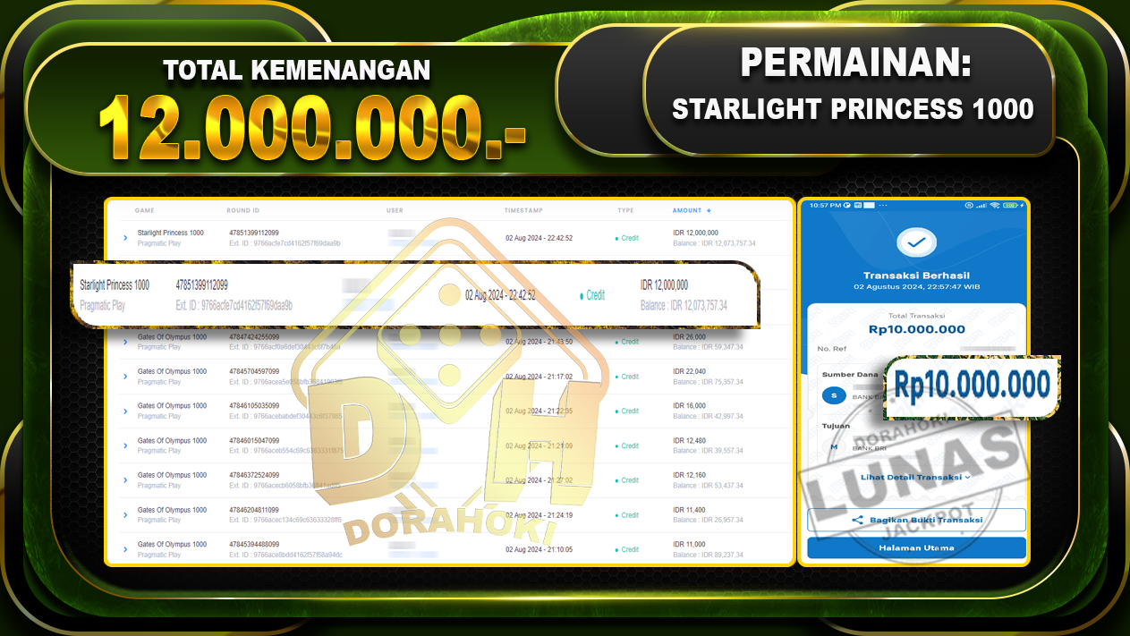 STARLIGHT PRINCESS 1000 Rp.12.000.000