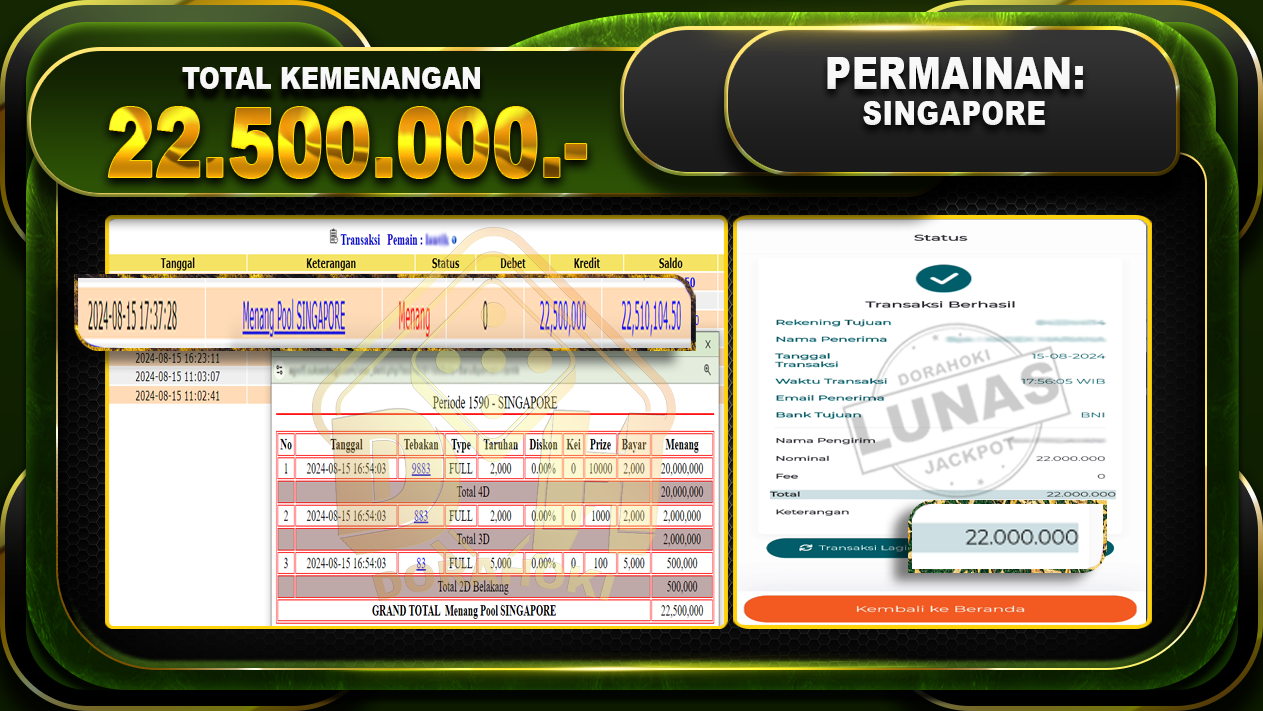 TOGEL SINGAPORE Rp 22.500.000