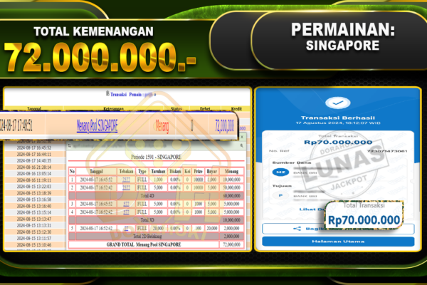 TOGEL SINGAPORE Rp 72.000.000