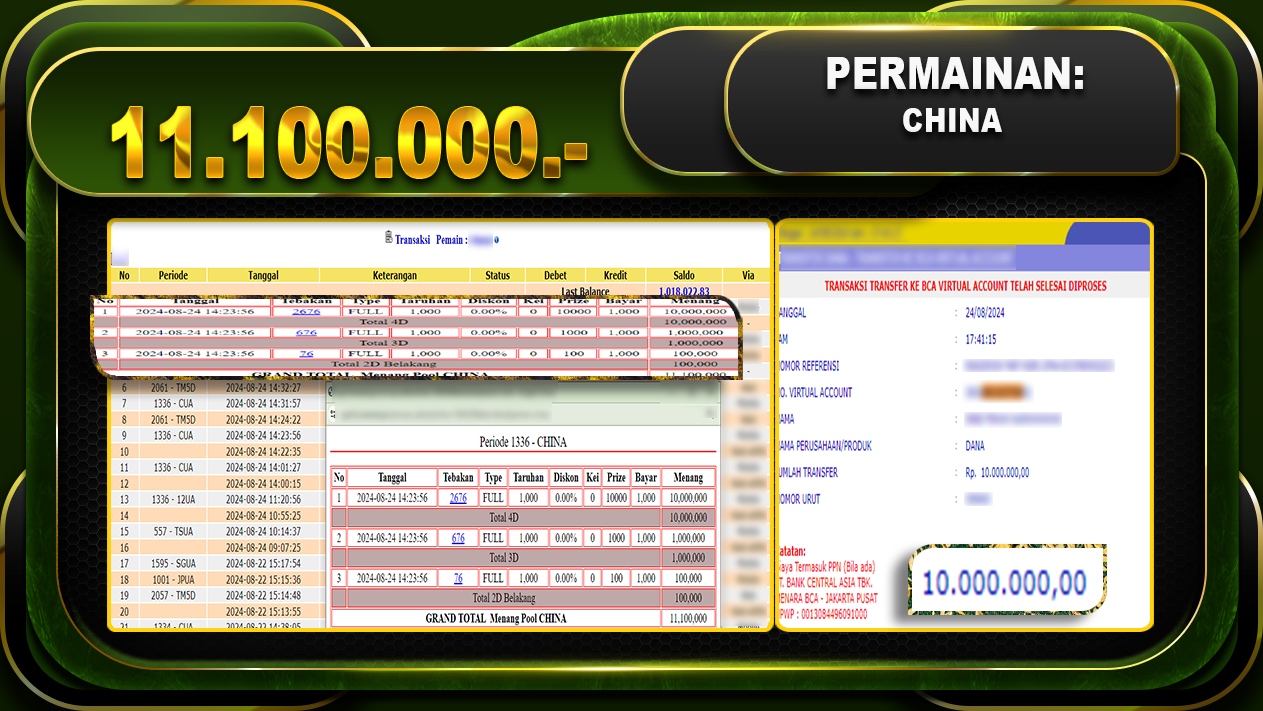 TOGEL CHINA Rp 11.000.000