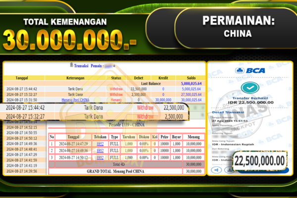 TOGEL CHINA Rp 30.000.000