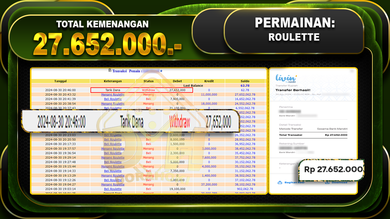 Roulette Rp 27.652.000