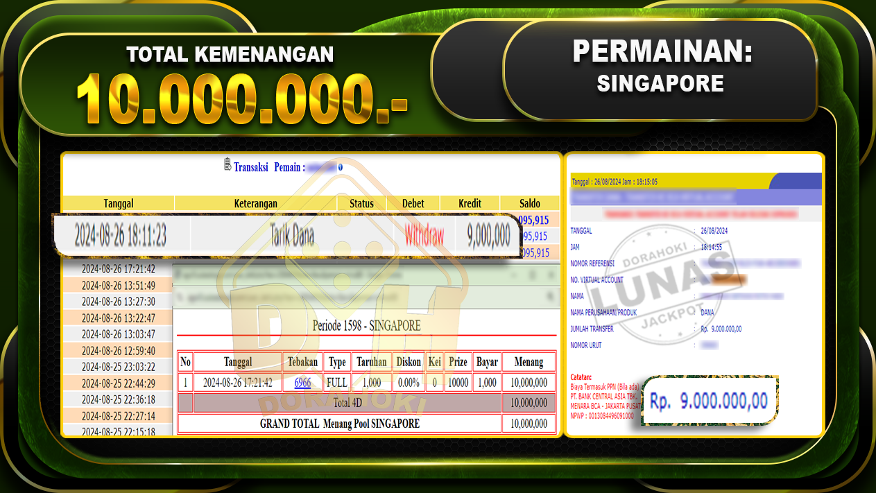 TOGEL SINGAPORE Rp 10.000.000