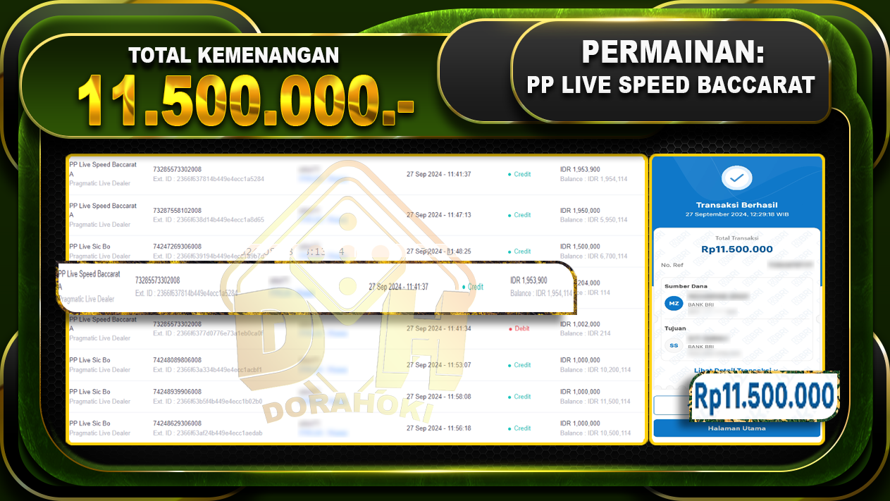 PP Live Speed Baccarat Rp.11.500.000