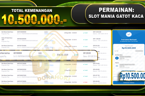 Slot Mania Gatot Kaca Rp.10.500.000