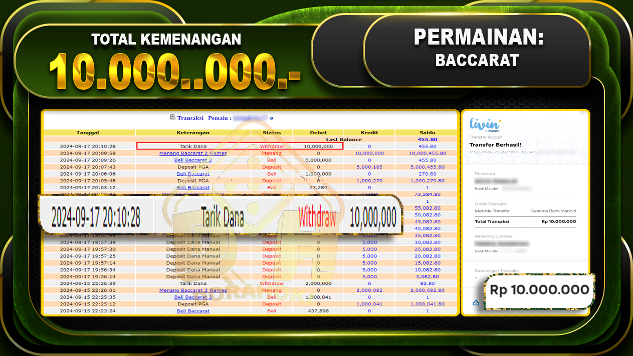 Baccarat Games Rp. 10.000.000