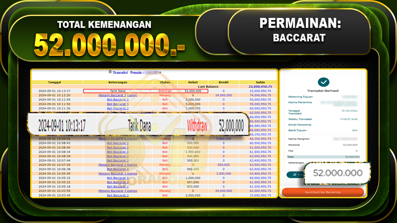 Baccarat Rp 52.000.000