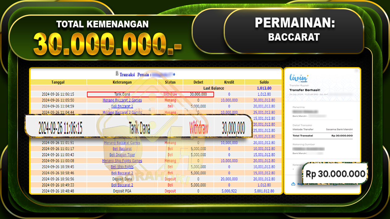 Baccarat Games Rp.30.000.000