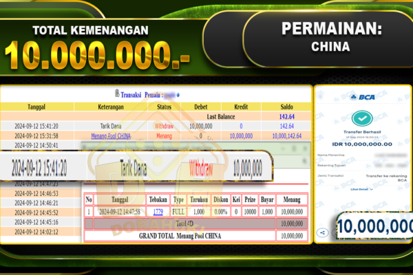 TOGEL CHINA Rp 10.000.000