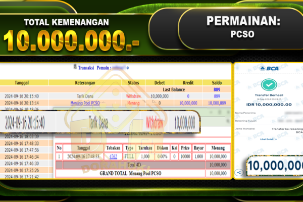 TOGEL PCSO Rp. 10.000.000