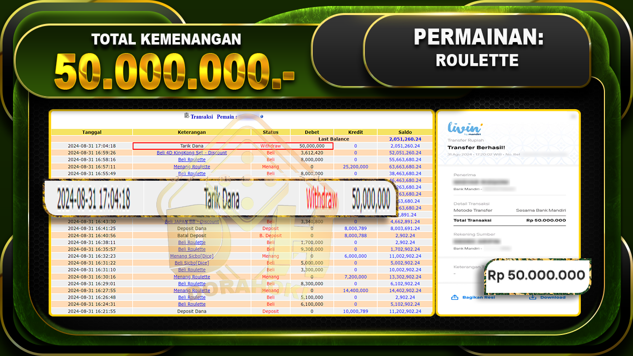 Roulette Rp 50.000.000