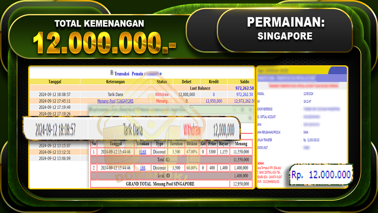 TOGEL SINGAPORE Rp. 12.000.000