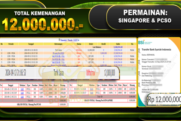 TOGEL SINGAPORE & PCSO Rp 12.000.000