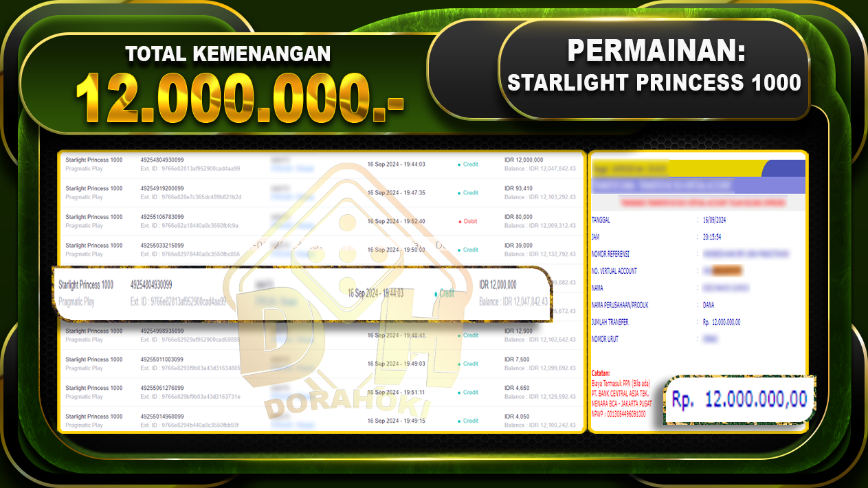 Starlight Princess 1000 Rp. 12.000.000