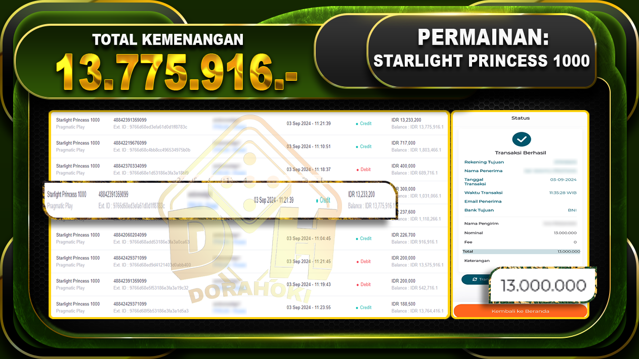 Starlight Princess 1000 Rp 13.775.916