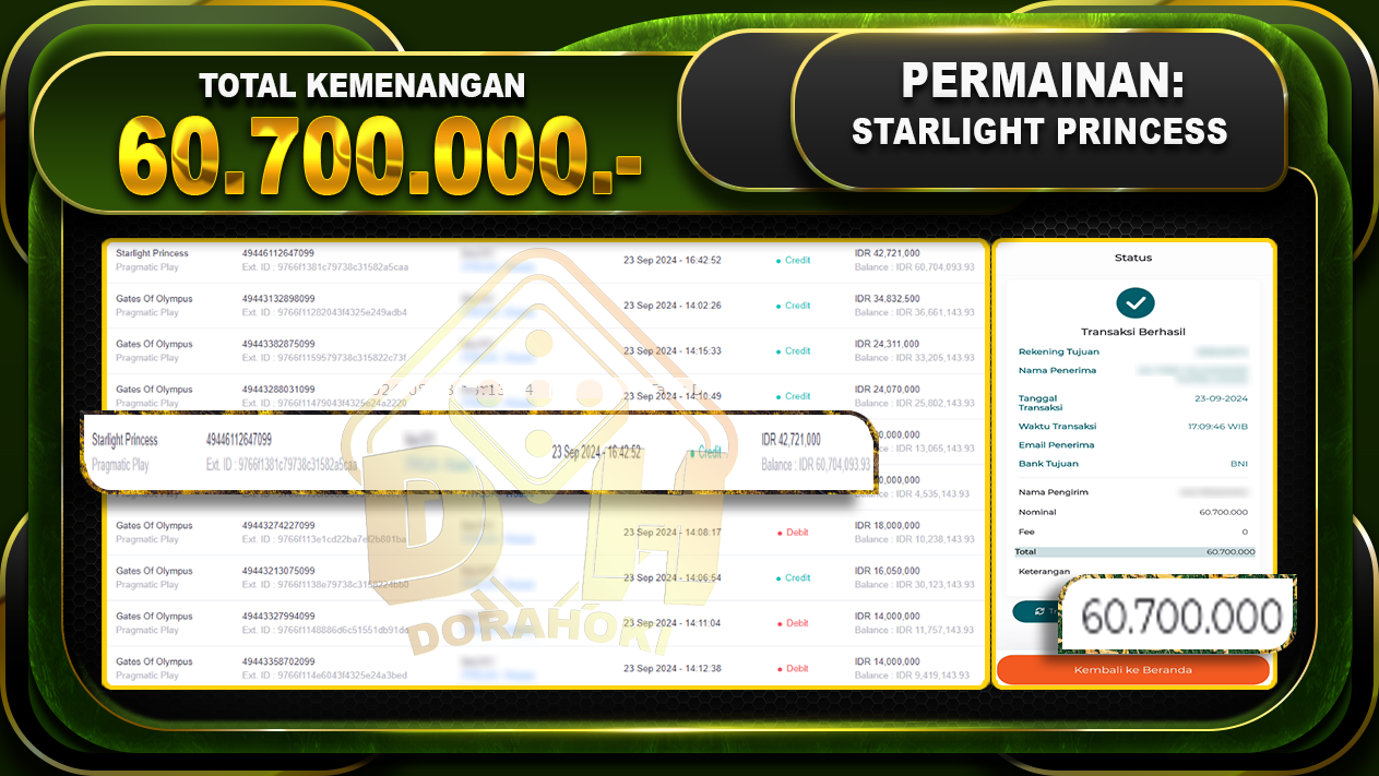 Starlight Princess 1000 Rp.60.700.000