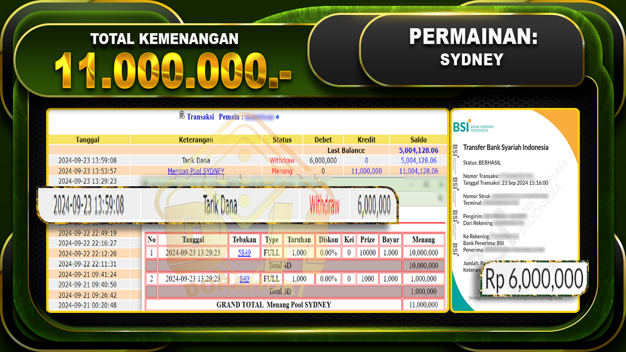 TOGEL SYDNEY Rp.11.000.000