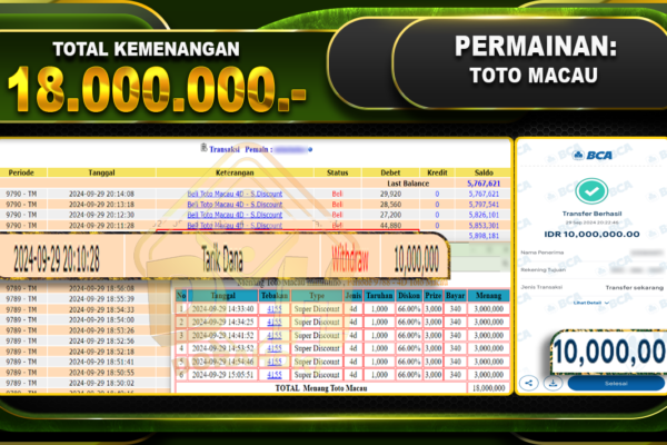 TOGEL Toto Macau Rp.18.000.000