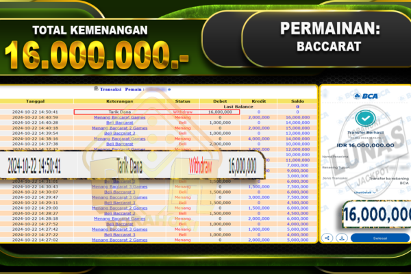 Baccarat Games Rp.16.000.000