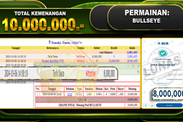 TOGEL BULLSEYE Rp.10.000.000