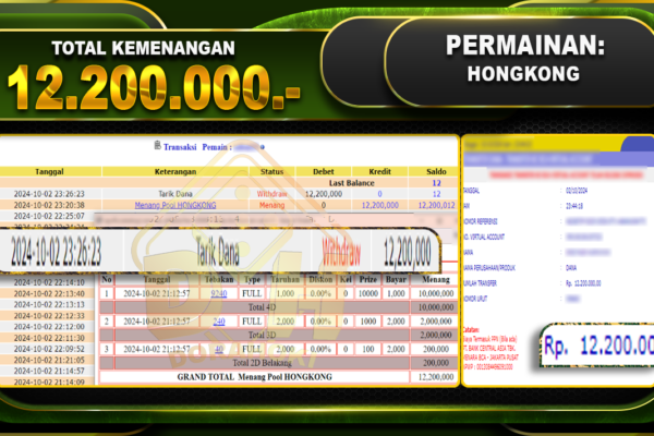 TOGEL HONGKONG Rp.12.200.000