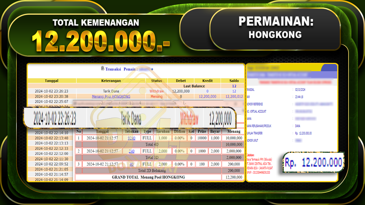 TOGEL HONGKONG Rp.12.200.000