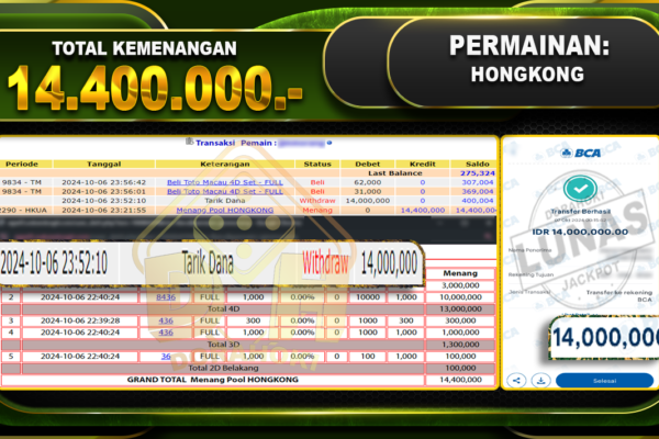 TOGEL HONGKONG Rp.14.400.000