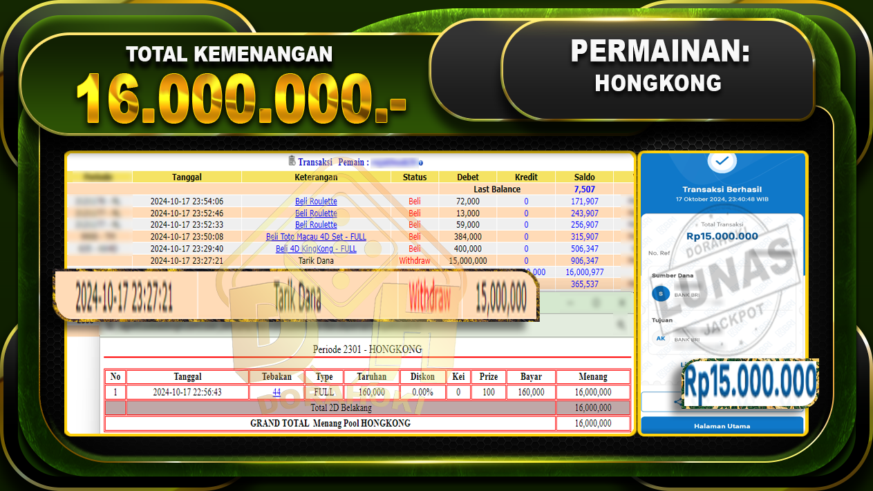 TOGEL HONGKONG Rp.16.000.000