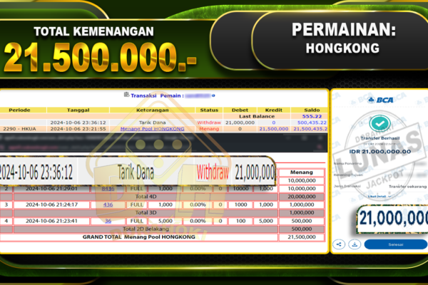 TOGEL HONGKONG Rp.21.500.000