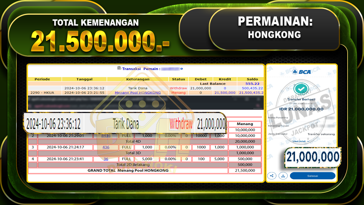 TOGEL HONGKONG Rp.21.500.000