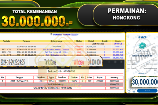 TOGEL HONGKONG Rp.30.000.000