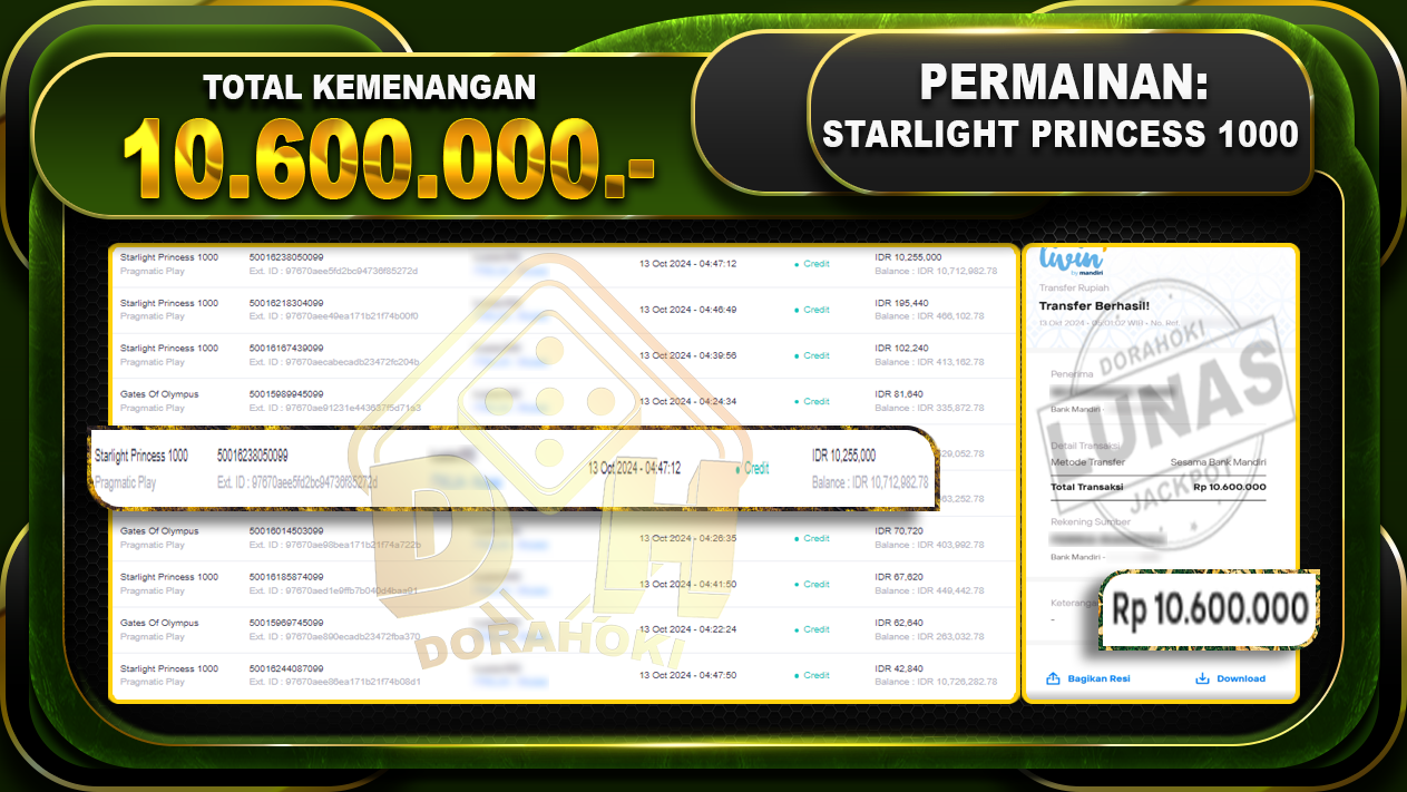 Starlight Princess 1000 Rp.10,600,000