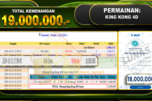 KingKong 4D Rp.19.000.000