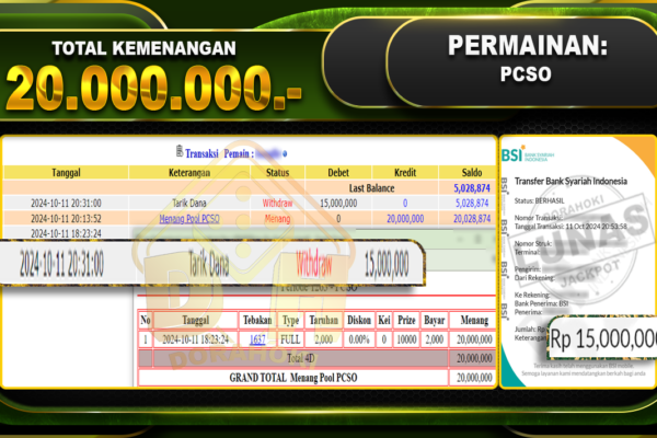 TOGEL PCSO Rp.20.000.000