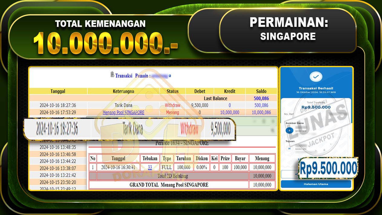 TOGEL SINGAPORE Rp,10.000.000