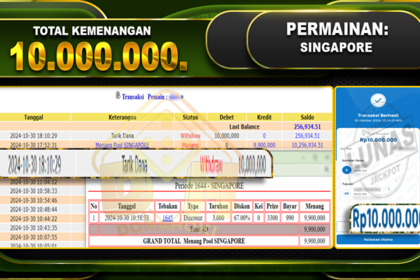 TOGEL SINGAPORE Rp.11.300.000