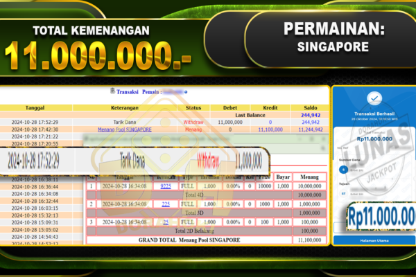 TOGEL SINGAPORE Rp.11.000.000