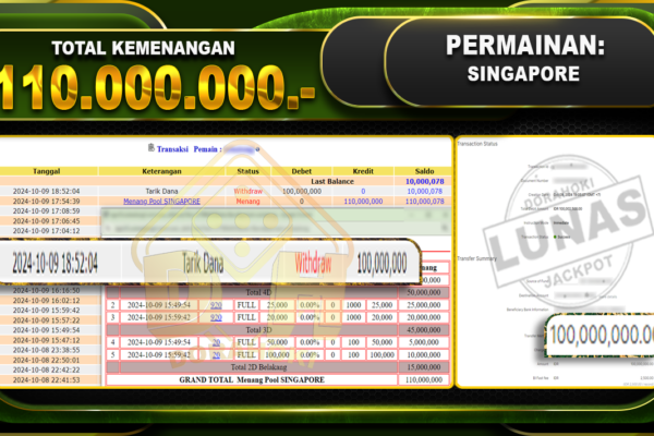 TOGEL SINGAPORE Rp.110.000.000