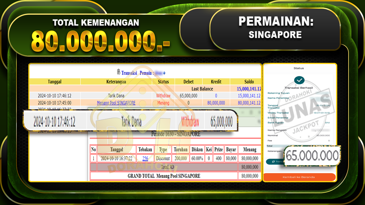 TOGEL SINGAPORE Rp.80.000.000