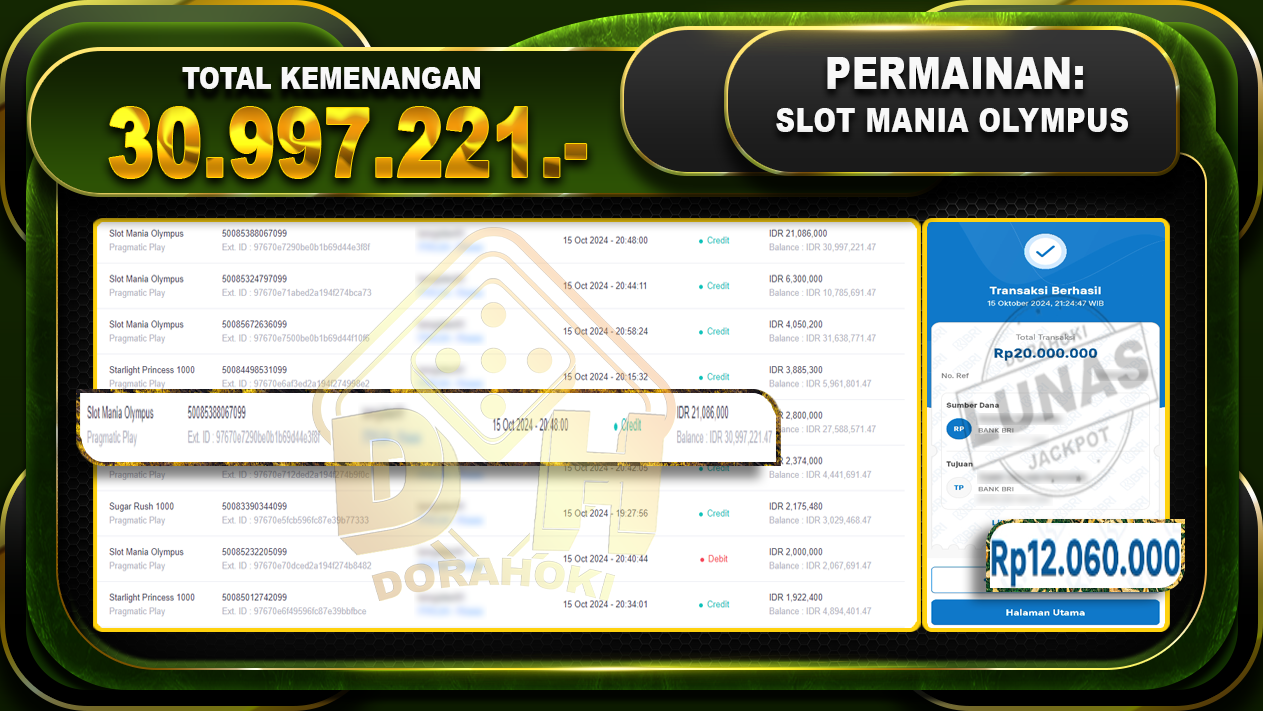 Slot Mania Olympus Rp.30.997.221