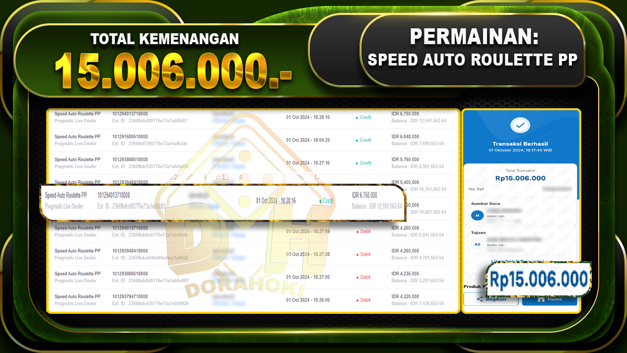 Speed Auto Roulette PP Rp.15.006.000