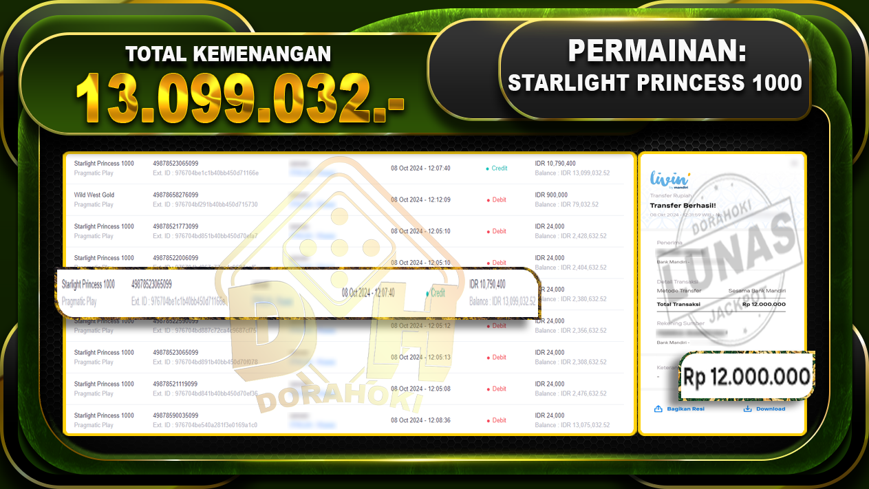 Starlight Princess 1000 Rp.13.099.032