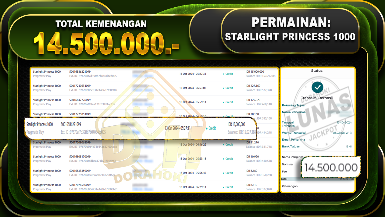 Starlight Princess 1000 Rp.14.500.000