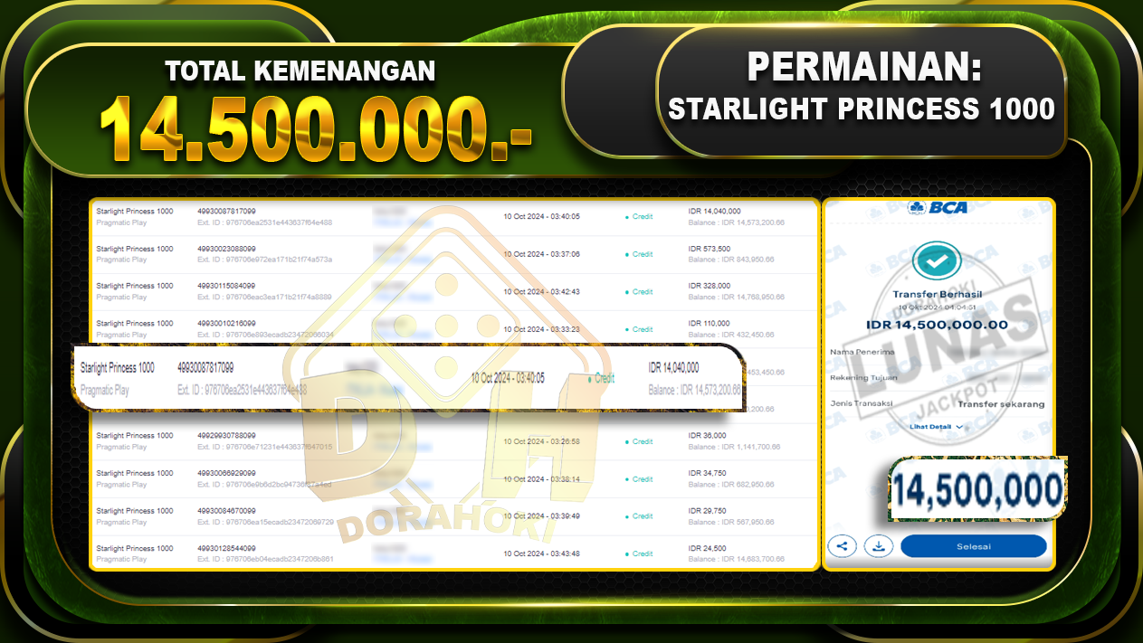 Starlight Princess 1000 Rp.14.500.000